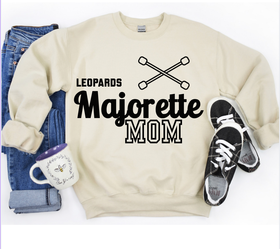Leopard Majorette Mom Crewneck/Tee