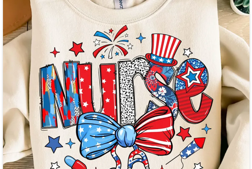 Red White and Blue Nurse Crewneck