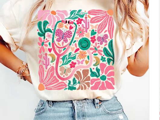 Floral Stethoscope Crewneck