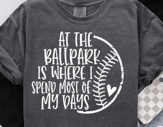 At the Ballpark is Where I Spend Most of My Days Tee