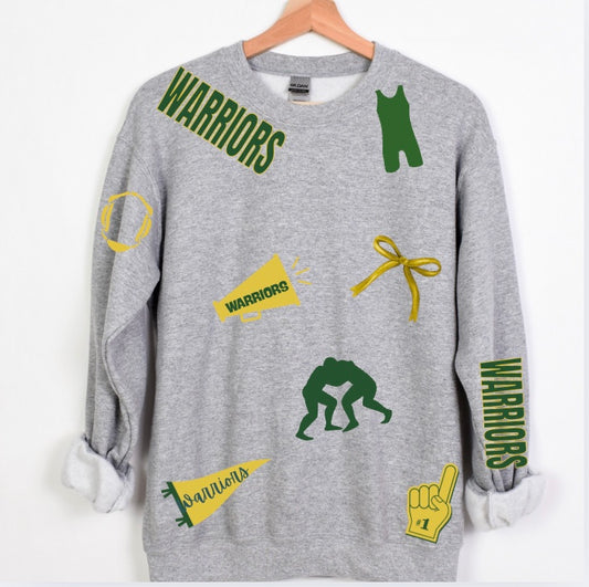 PT Warriors Wrestling Scatter Crewneck