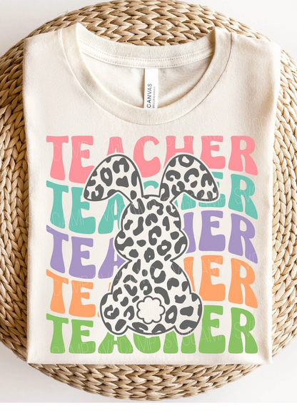 Pastel Stacked Teacher Tee