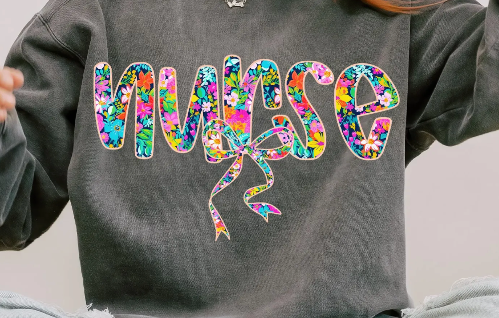 Floral Nurse Crewneck Sweatshirt