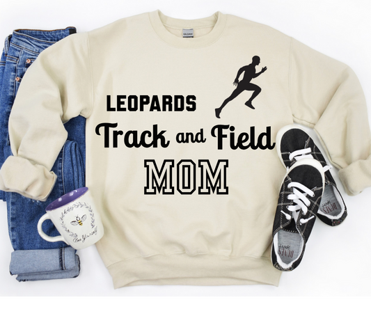 Leopard Track and Field Mom Crewneck/Tee