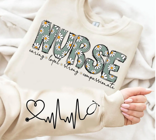 Flowered Nurse Crewneck
