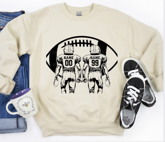 Double Football Players Tee/Crew