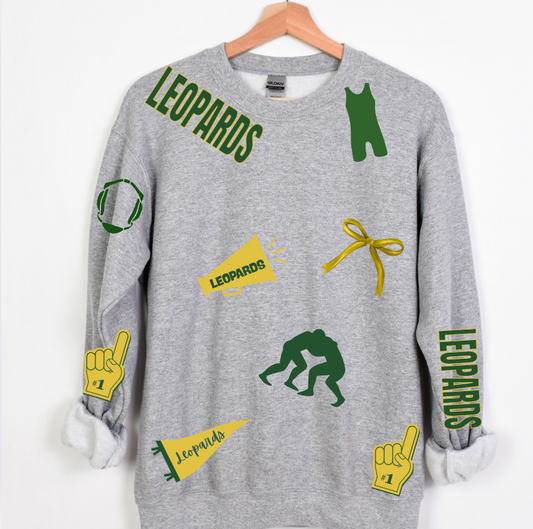 BVA LEOPARDS Wrestling Scatter Crewneck