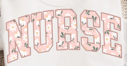 Pink Floral Nurse Crewneck Sweatshirt