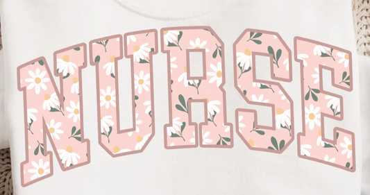 Pink Floral Nurse Crewneck Sweatshirt