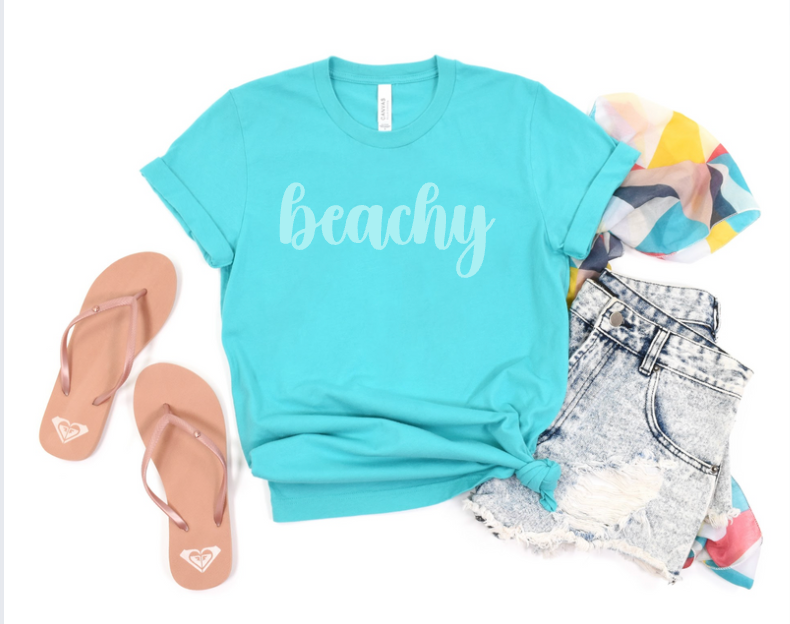 beachy t on Bella Canvas(RAISED PUFF PRINT)