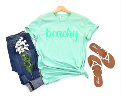 beachy t on Bella Canvas(RAISED PUFF PRINT)