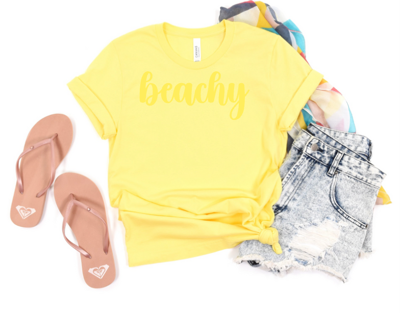 beachy t on Bella Canvas(RAISED PUFF PRINT)